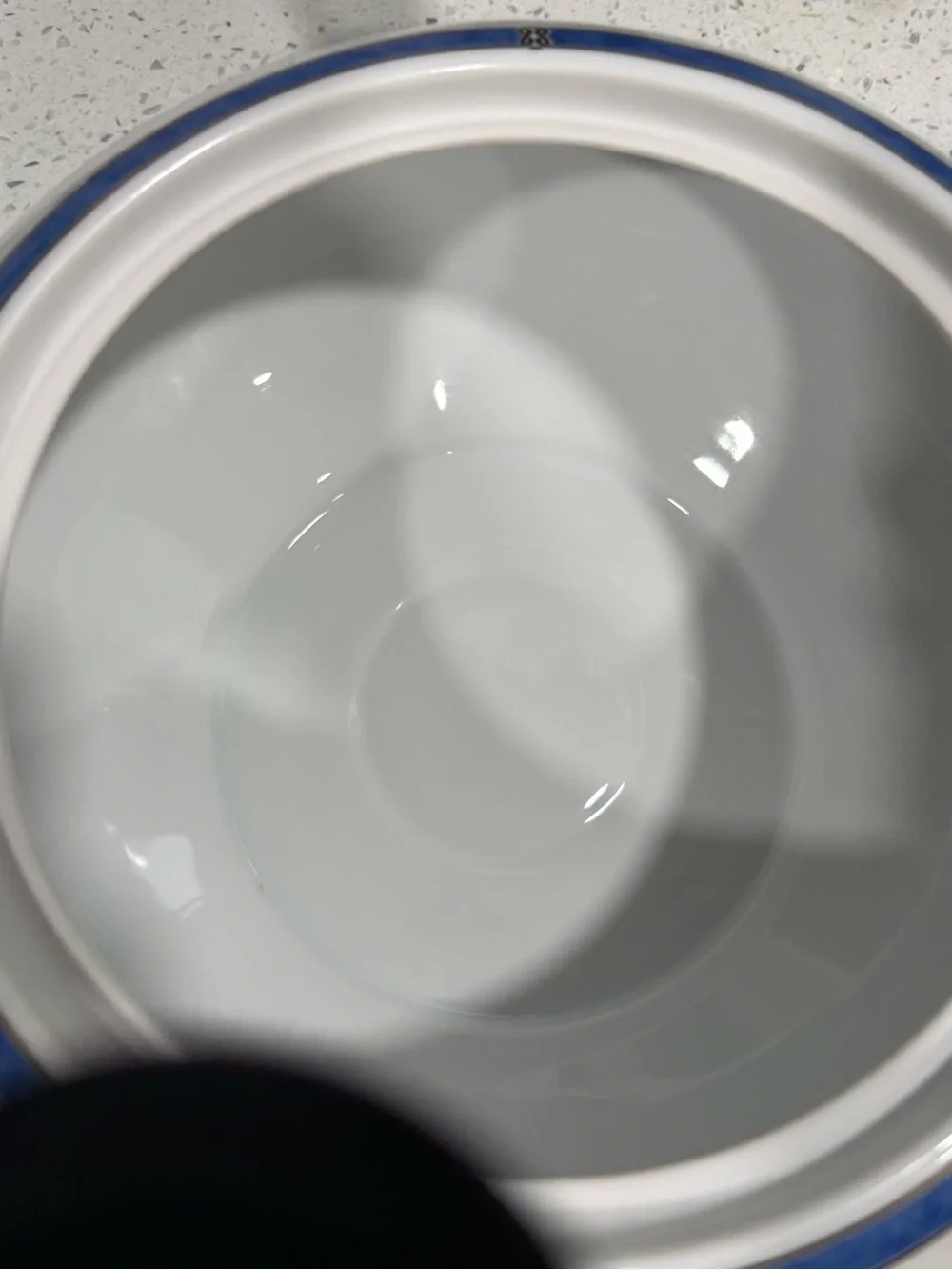 Christofle White Porcelain Covered Soup Tureen with Blue Band